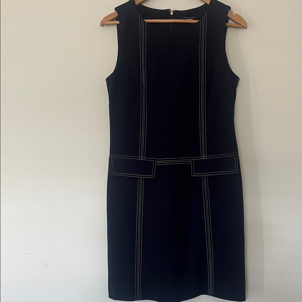 Tommy Hilfiger Navy Blue Sheath Dress Contrast Stitch Size 6
